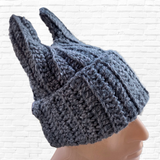 Bad Bunny Inspired Beanie with Horns, Crochet Bunny Hat, Hat With Bunny Ears