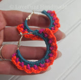 Handmade Colorful Crochet Hoop Earrings – Boho Statement Jewelry