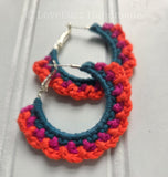 Handmade Colorful Crochet Hoop Earrings – Boho Statement Jewelry