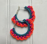 Handmade Colorful Crochet Hoop Earrings – Boho Statement Jewelry